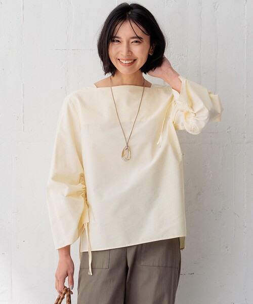 ブラウス シャツ 「Oggi4月号掲載/洗える」CANCLINI デザインスリーブ ブラウス レディース