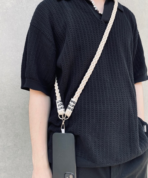 ARTIFICIAL SWEETENER 編み込みスマホショルダーストラップ