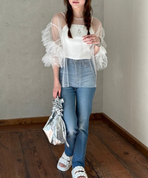 Per sist ence（パーシエンス） tシャツ チュール袖フリルプルオーバー