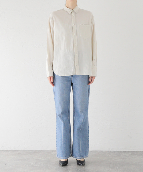 ブラウス シャツ sheer game shirt レディース ブラウス シャツ クロップドチェックシャーリングシアーシャツ