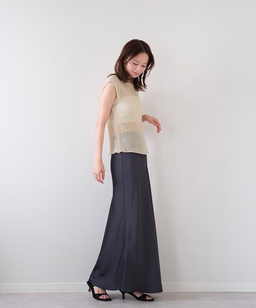 【美品】セオリー23SS Asym Drape SKT マキシスカート サイズ6 ウエストデニムレイヤードスカート(ロング・マキシ丈スカート