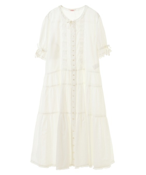 ピンクハウス 倒しタック はしごリボン 白 ワンピース（PINK HOUSE  