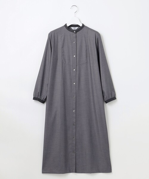 ワンピース 「洗える」T/Rウォッシャブルギャバ バンドカラー