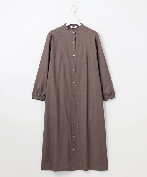 ワンピース 「洗える」T/Rウォッシャブルギャバ バンドカラー