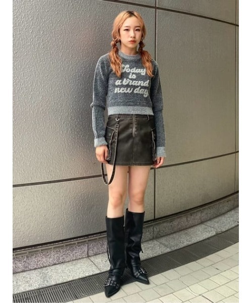 SLY ニット セーター JQ LOGO MINKY CROP KNIT TOPS ジャガード