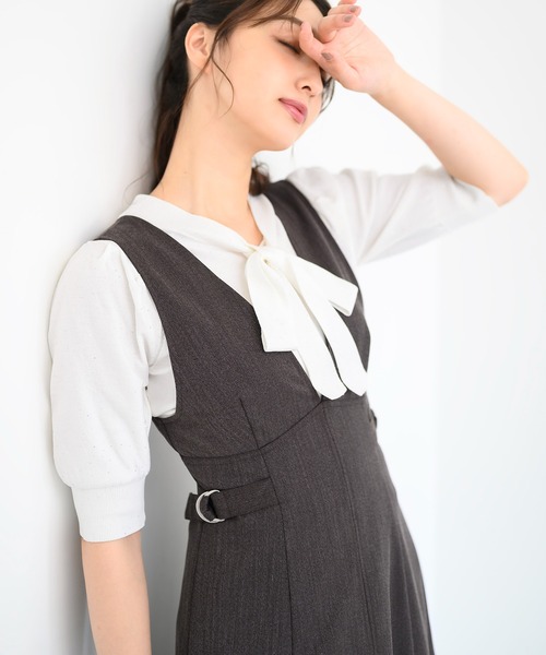 ミッシュマッシュ MISCH MASCH 【2024秋冬新作】ミニスパンコール2way5分袖ニット/MM438302 （BLACK） MISCH MASCH ニット セーター 2024秋冬新作ミニスパンコール