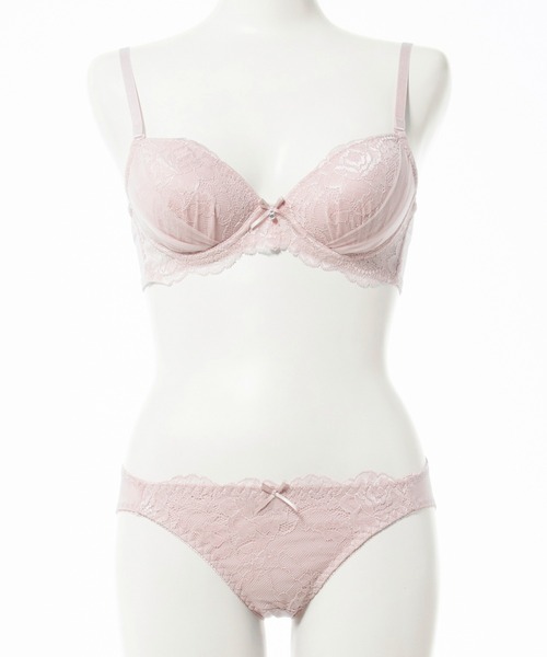 Honeys ブラジャー ショーツセット 花柄レースブラセット