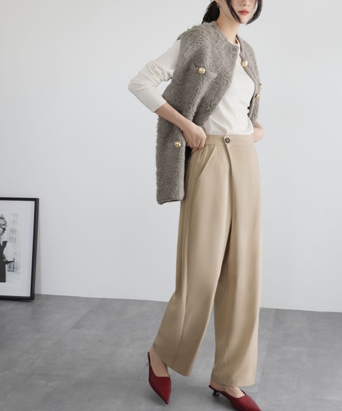 ELFRANK スラックス パンツ カシュクールパンツ レディース : ZOZOTOWN