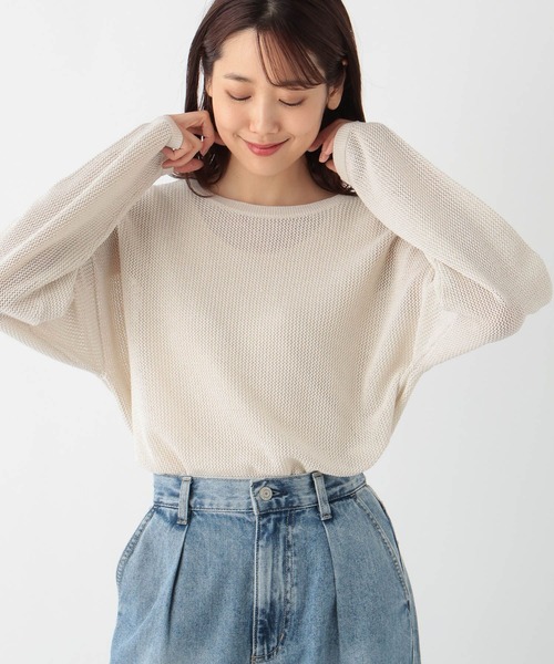 ニット セーター 「洗える」クロップド丈ニットプルオーバー レディース GLOBAL WORK ニット セーター 洗えるメッシュラメプルオーバー