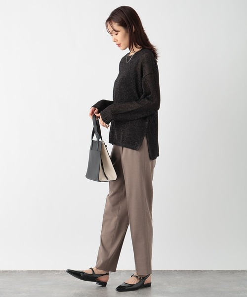 GLOBAL WORK ニット セーター 洗えるメッシュラメプルオーバー