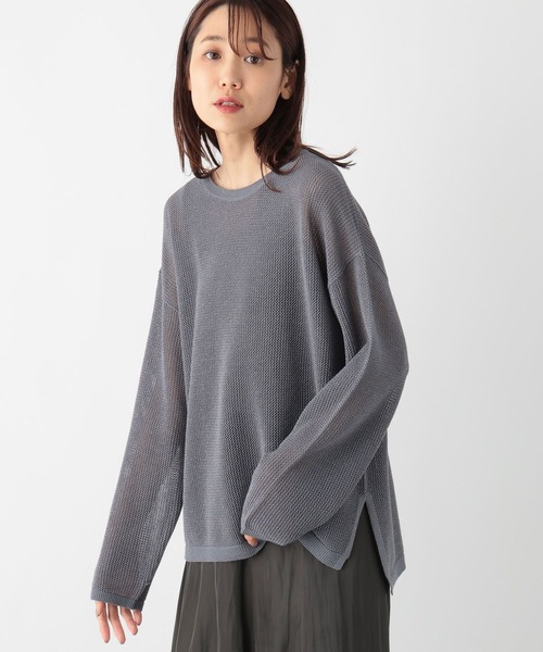GLOBAL WORK ニット セーター 洗えるメッシュラメプルオーバー