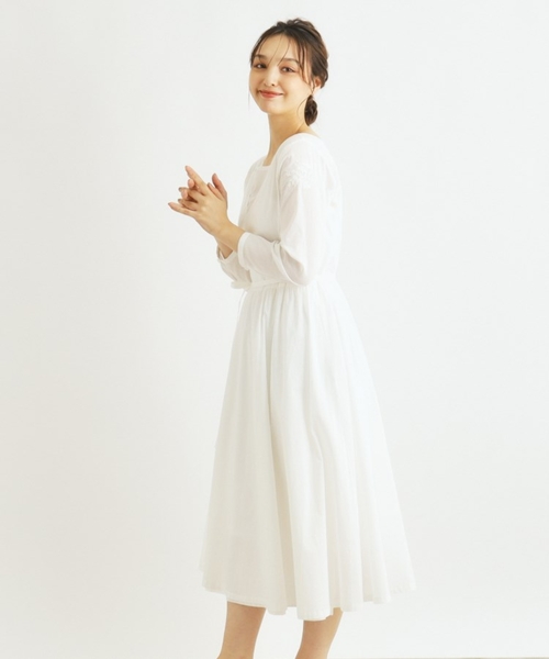 LAURA ASHLEY ノースリーブワンピース 総レース コットン100%