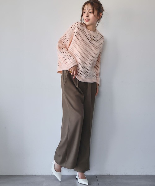 ELFRANK ニット セーター 「新色追加」ショート丈 透かし編み