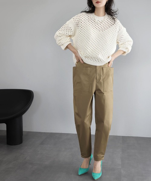 ブリティッシュメイド　モックネックプルオーバーニット　エクリュ　美品 MAO MADE（マオメイド）JAPAN KNIT エアヤーン コットン モック
