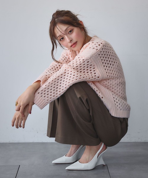 ELFRANK ニット セーター 「新色追加」ショート丈 透かし編み