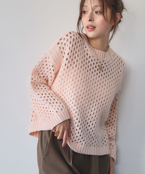 新品❤️アルチビオ❤️ピンク メッシュフードセーター 新品❤️アルチビオ❤️ピンク メッシュフードセーター