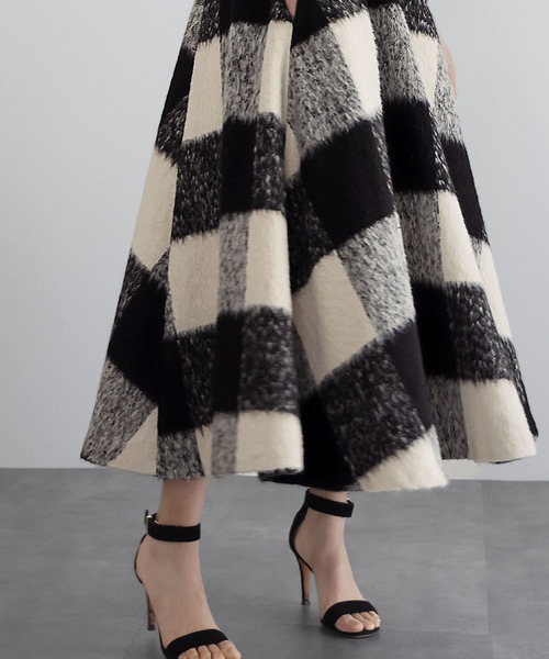 ELFRANK スカート 「VERY 1月号掲載」ブロックチェック起毛ロング