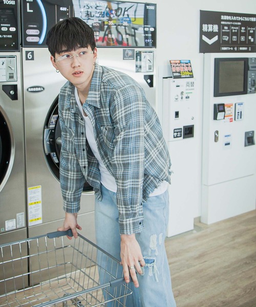 ZIP FIVE -White Line- シャツ 「White Line」 カットオフ 短丈 長袖