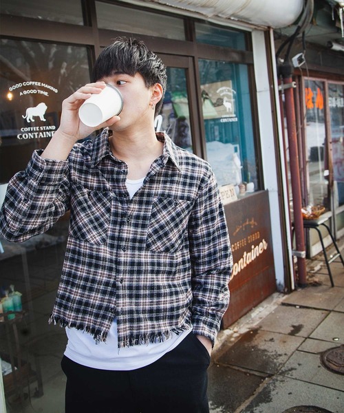 ZIP FIVE -White Line- シャツ 「White Line」 カットオフ 短丈 長袖