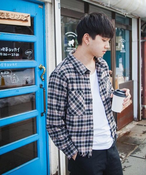 ZIP FIVE -White Line- シャツ 「White Line」 カットオフ 短丈 長袖