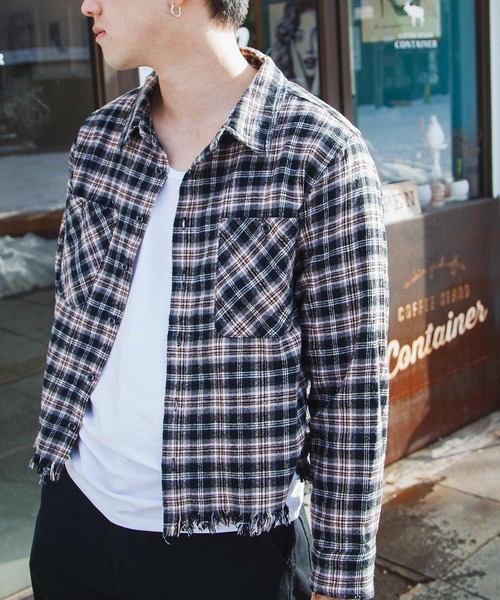 ZIP FIVE -White Line- シャツ 「White Line」 カットオフ 短丈 長袖