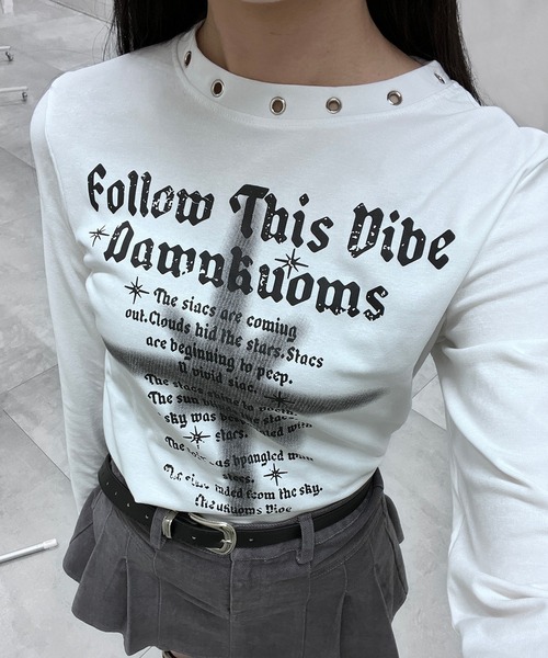 tシャツ ハトメネックデザインロンT レディース : ZOZOTOWN