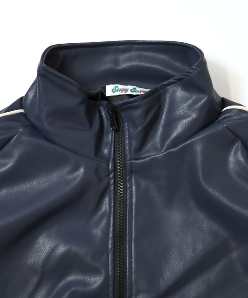 ブルゾン アウター synthetic leather track jacket/合成皮革 トラック