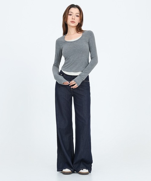 ジーンズ デニム デニムパンツ nonwash wide flare denim レディース