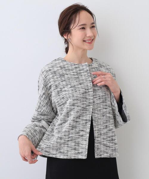 綺麗系ママ【GRACE CLASS× INDVI】 ノーカラーツィードジャケット 綺麗系ママ【GRACE CLASS× INDVI】 ノーカラーツィードジャケット