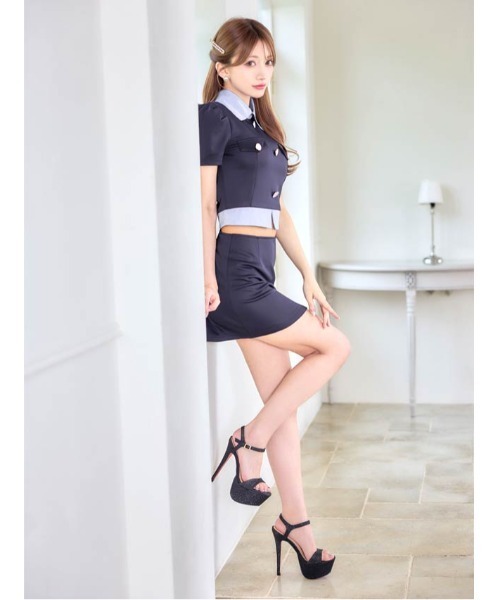 DAZZY（デイジー） ドレス バイカラー モノトーン 襟付き ボタン