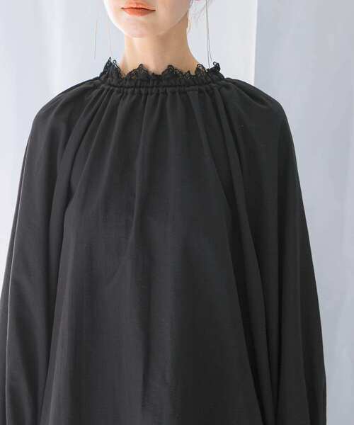 ブラウス シャツ ウォッシャブルハイネックレースブラウス