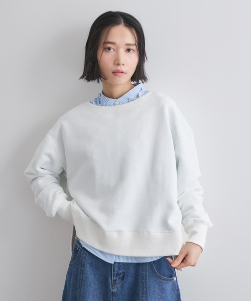 tシャツ ボートネック裏毛スリットプルオーバー「手洗い可能」 レディース