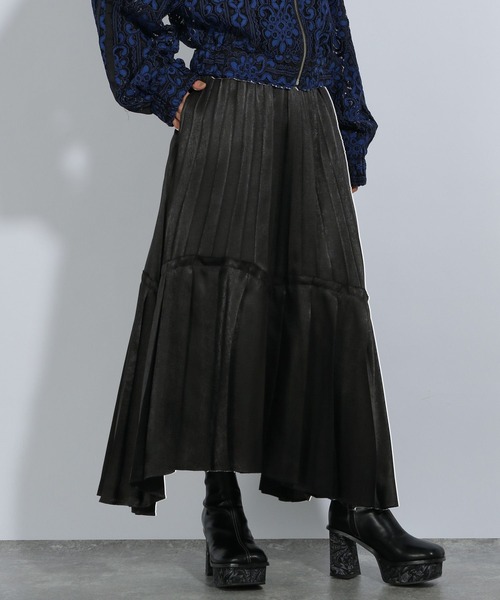 HARE プリーツロングスカート HARE スカート ラスターランダムプリーツスカート(HARE