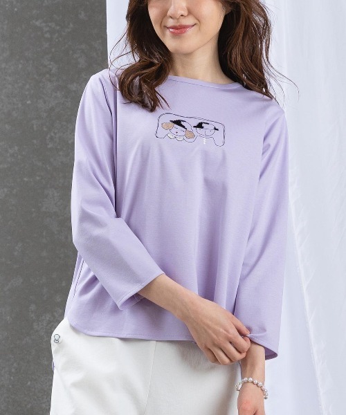 tシャツ UV冷感デザイン刺繍長袖Tシャツ レディース