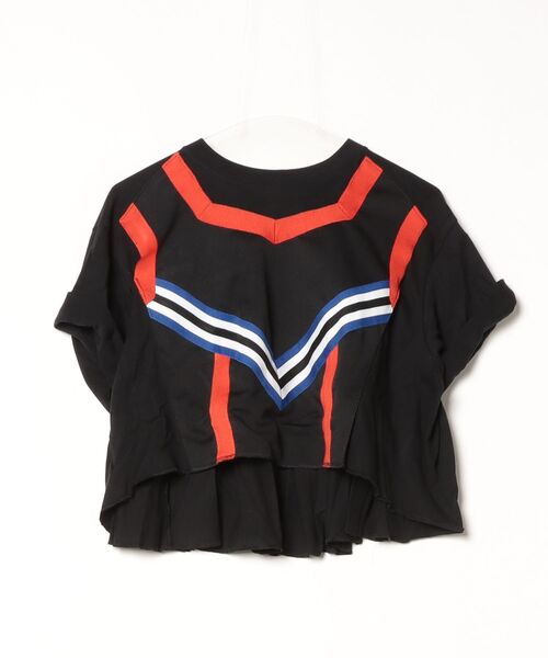 「ROSE BUD」 長袖シャツ ONE SIZE ブラック レディース ROSE BUD tシャツ (OKIRAKU×ROSEBUD)スリーブプリントロンT