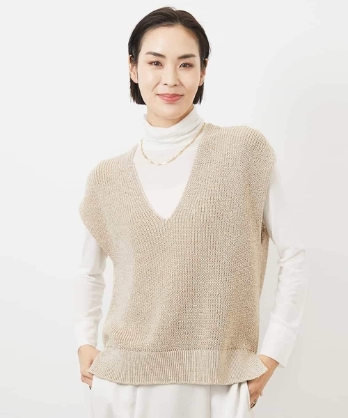 ベスト ジレ ラメニット ベスト レディース MICHEL KLEIN ベスト ジレ ラメニットベスト レディース
