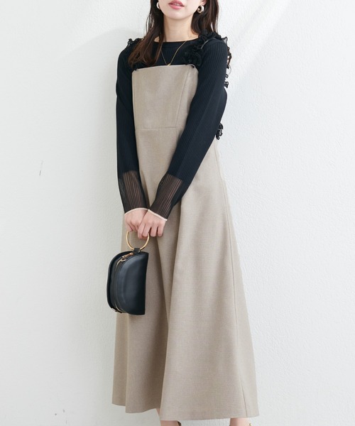 natural couture ワンピース 肩フリルフレアワンピース : ZOZOTOWN