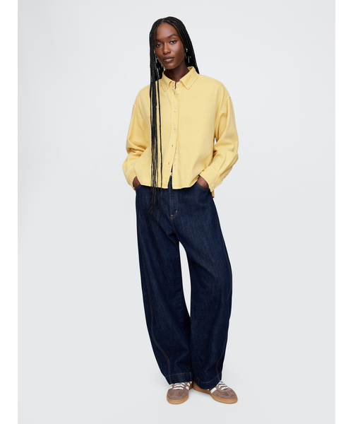 GAP ブラウス シャツ ウルトラソフト デニム クロップド ビッグ