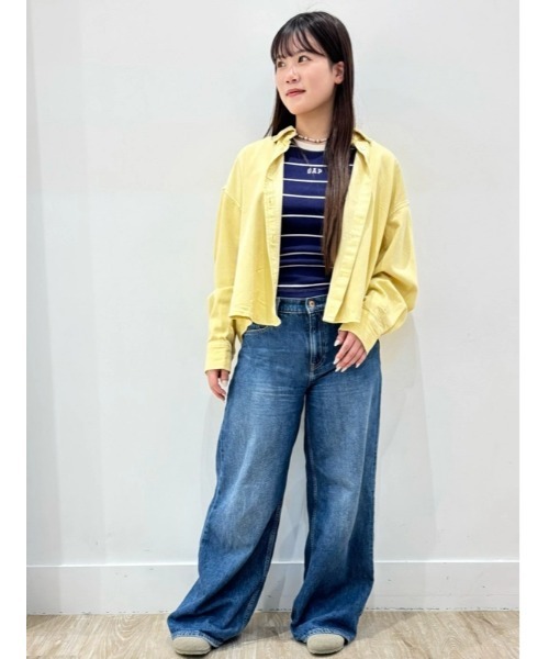 GAP ブラウス シャツ ウルトラソフト デニム クロップド ビッグ