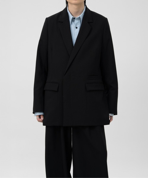 ジャケット・アウター LAPIIS DOUBLE WOOL JACKET DOUBLE BREASTED FLY FRONT WOOL JACKET【BLACK】 | lapiis