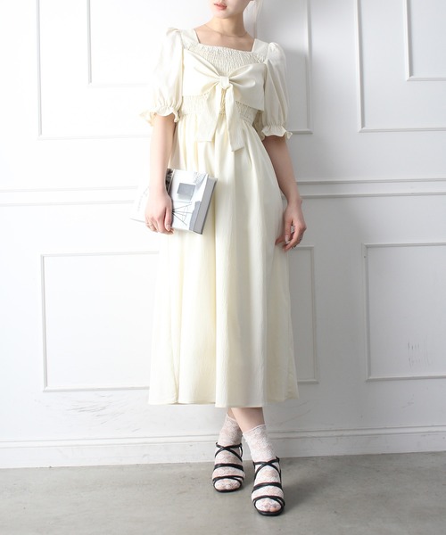 フィント　ロゴリボンシャーリングワンピースとボレロ２点セット シャーリングリボンワンピース | PROPORTION BODY DRESSING