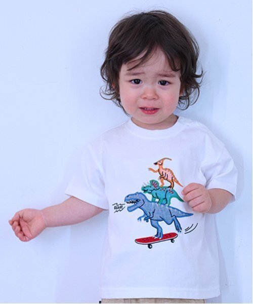 Tシャツ アーティスト「QP」プリント 恐竜 恐竜プリント 半袖 Tシャツ （カットソー）｜any FAM