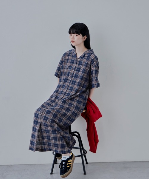 Shellerチェックシャツワンピース sheller シェリエ ギンガムチェック ワンピース