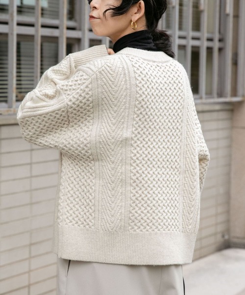 「FORK&SPOON」 ニットカーディガン 1 ホワイト レディース_画像4