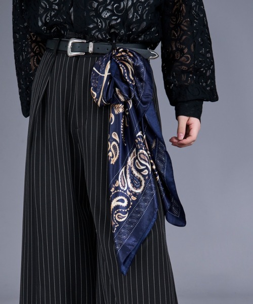 バンダナ スクエア 大きめスカーフ Instyle Japan シルク100% 高級サテンスカーフ 52×52cm 正方形
