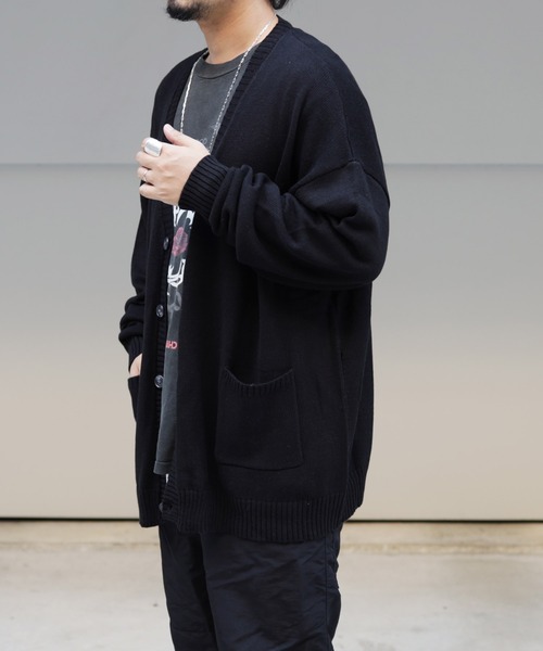 「Lulu ＆ Arnie」 「Air Tokyo」ニットカーディガン LARGE ブラック メンズ_画像3