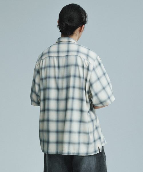ADAM ET ROPE'（アダムエロペ） シャツ レーヨン オンブレチェック