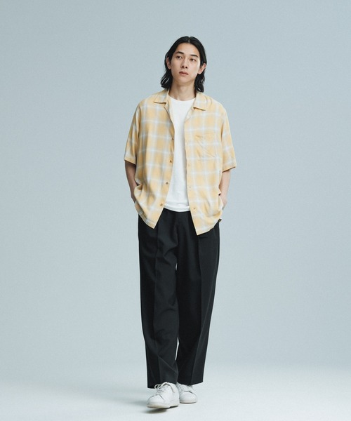 ADAM ET ROPE' シャツ レーヨン オンブレチェック ハーフ