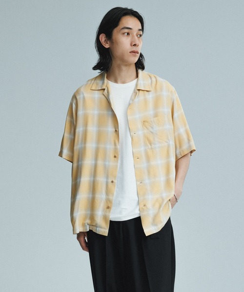 ADAM ET ROPE'（アダムエロペ） シャツ レーヨン オンブレチェック