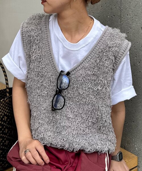 CIAOPANIC TYPY ベスト ジレ ループフリンジクロップド丈ベスト